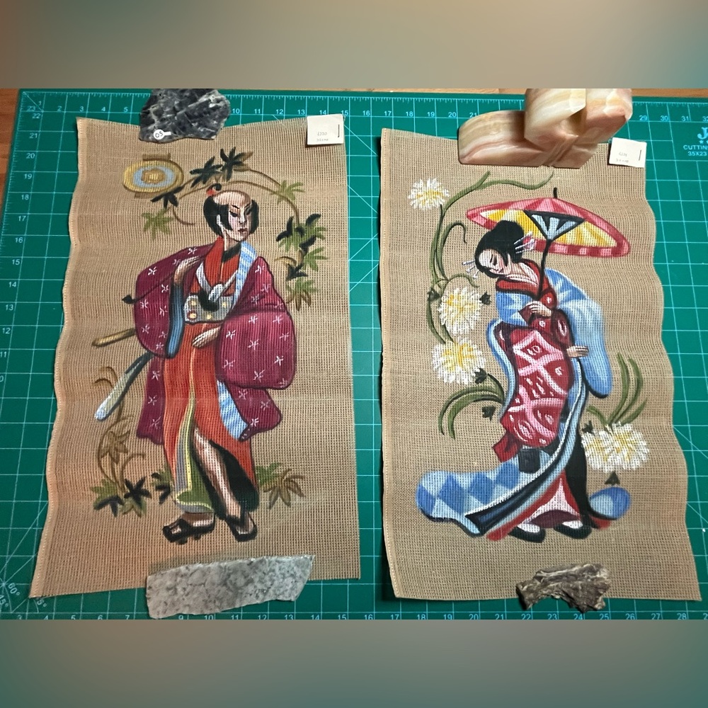 Japanese Themed Painted Tapestry Canvases